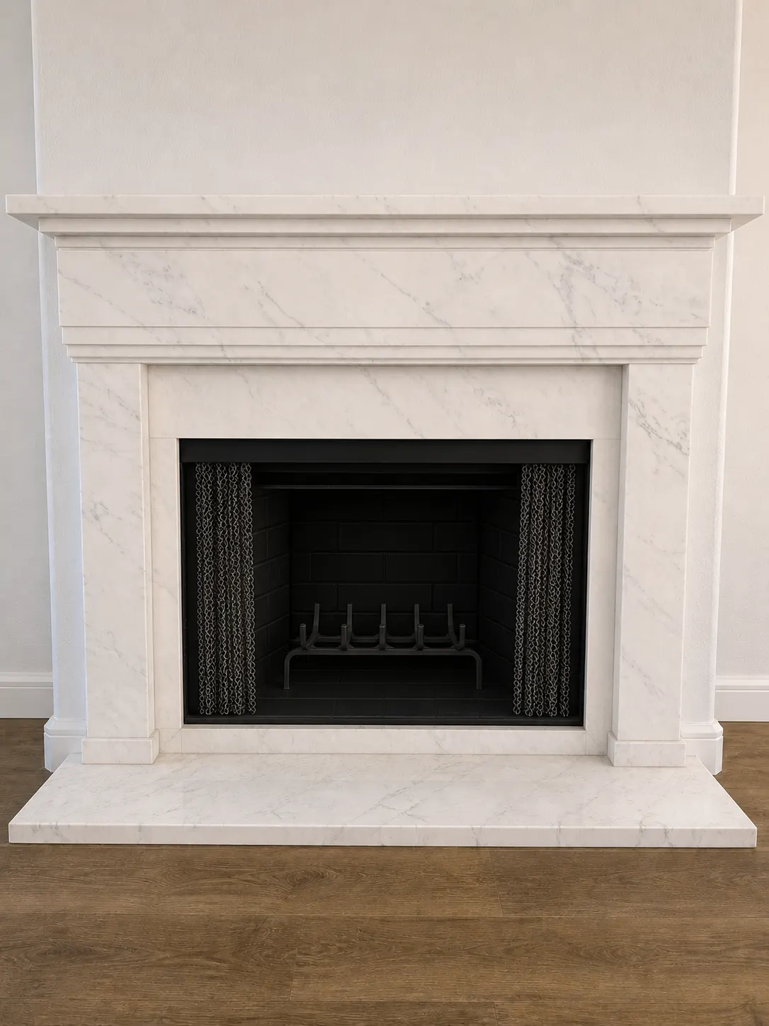 Clean marble fireplace after cleaning