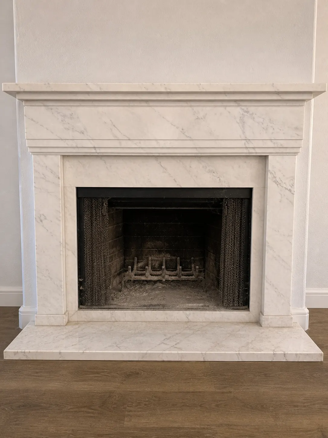 Dusty fireplace before cleaning