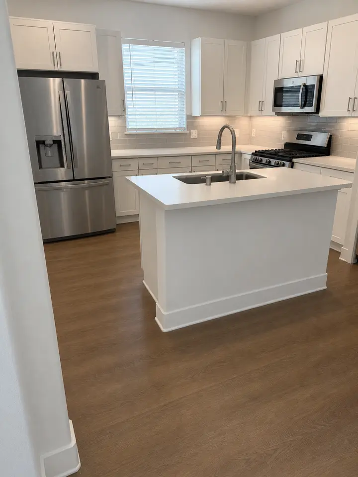 Clean kitchen with island after cleaning