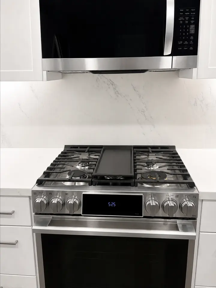 Clean stovetop and microwave area after detail cleaning